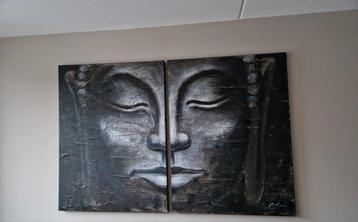 Canvas schilderij tweeluik buddha 90x120p.s. beschikbaar voor biedingen