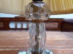 Persglazen lampje met spiegelglas voetje en origineel kapje, Ophalen of Verzenden