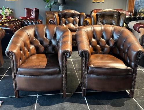 2x  Chestefield Tub Chair by Springvale, Huis en Inrichting, Fauteuils, Zo goed als nieuw, Leer, 50 tot 75 cm, 75 tot 100 cm, Ophalen of Verzenden