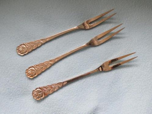 3 Vintage vleesvorkjes verguld UTC, Antiek en Kunst, Curiosa en Brocante, Ophalen of Verzenden