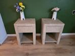 Beige stoffen nachtkastjes met softclose, Ophalen, Zo goed als nieuw, Minder dan 45 cm