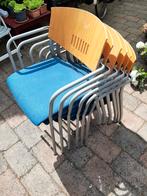 8 stapelbare stoelen, Huis en Inrichting, Stoelen, Ophalen, Gebruikt, Blauw, Vijf, Zes of meer stoelen