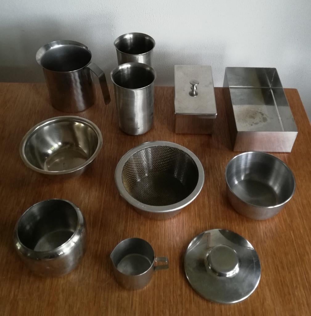 Bakjes, schaaltjes, schenkkannen stainless steel, Ophalen of Verzenden, Gebruikt