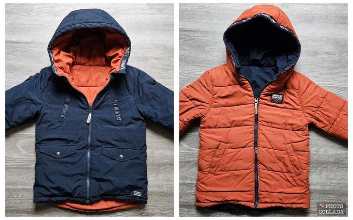 Reversible winterjas jongens maat 122/128, Kinderen en Baby's, Kinderkleding | Maat 122, Zo goed als nieuw, Jongen, Jas, Ophalen