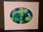 Abstract Schilderij - Groen en Blauw, Ophalen of Verzenden