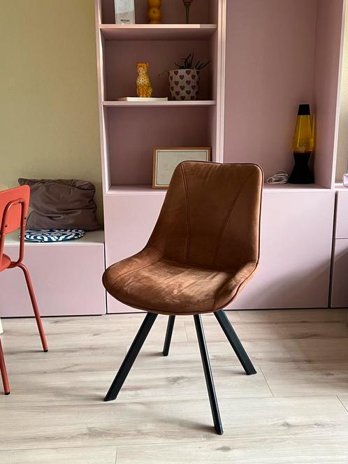 Leren stoel - Leen Bakker, Huis en Inrichting, Stoelen, Eén, Leer, Bruin, Ophalen