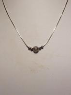 Zilveren kettinkje met zilveren bolletjes, Met hanger, Gebruikt, Verzenden, Zilver