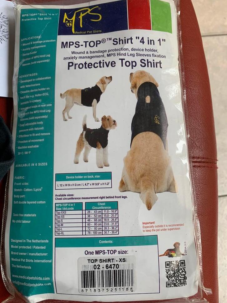MPS shirt mt XS voor oa angst en bescherming van een wond, Dieren en Toebehoren, Hondenkleding, Nieuw, Hondenshirt, Ophalen of Verzenden