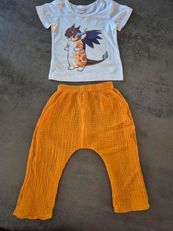 Set Jongenskleding kat draak shirt wit broek oranje 92 98 beschikbaar voor biedingen