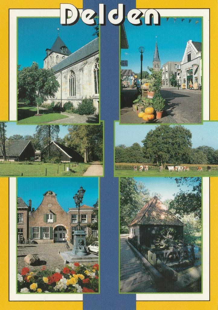 DELDEN Kerk Pomp Markt Watermolen, Verzamelen, Ansichtkaarten | Nederland, Gelopen, Overijssel, 1980 tot heden, Verzenden