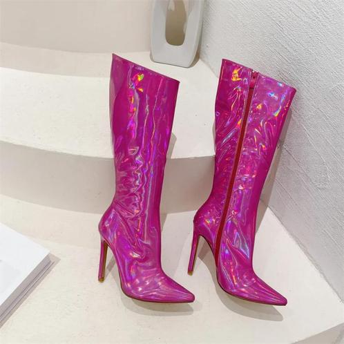 Roze glimmende hoge dames laarzen, Kleding | Dames, Schoenen, Nieuw, Hoge laarzen, Roze, Verzenden