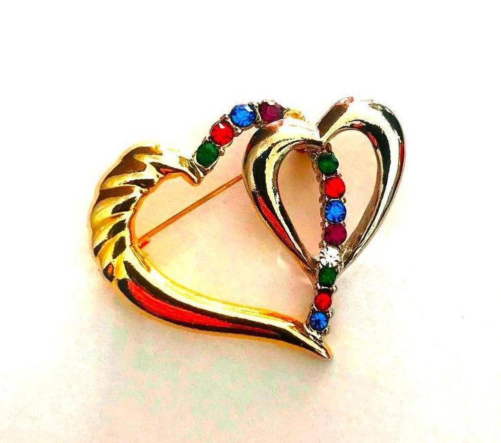 Super leuke grote Vintage RVS broche met helder kristal, Sieraden, Tassen en Uiterlijk, Broches, Zo goed als nieuw, Verzenden