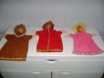 3 poppenkastpoppen met houten hoofdje met ketting kroon hoed, Ophalen of Verzenden, Zo goed als nieuw, Overige typen