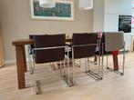 Arco frame stoelen en Montis Doble tafel, Huis en Inrichting, Stoelen, Ophalen, Bruin, Leer, Zo goed als nieuw