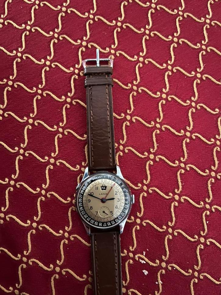 Vintage dames horloge merk LANDI., Sieraden, Tassen en Uiterlijk, Horloges | Dames, Nieuw, Overige merken, Leer, Ophalen of Verzenden