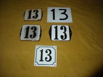 oud emaille huisnummer 13 ook 14 15 16 17 18 19 20 21 22 23 beschikbaar voor biedingen