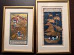 Perzische prenten met bladgoud., Antiek en Kunst, Ophalen of Verzenden