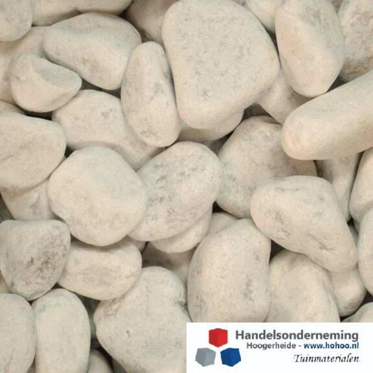 Carrara keien afgeronde witte sierstenen stijlvol contrast, Tuin en Terras, Grind, Keien en Split, Nieuw, Kei, Wit, Overige materialen