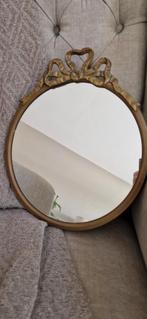 Mooie brocante ronde koper kleurige spiegel met strik, Antiek en Kunst, Ophalen, Rond, Minder dan 50 cm
