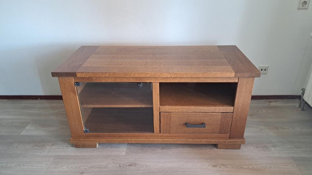 Te Koop T.V MEUBEL, Huis en Inrichting, Kasten | Televisiemeubels, Ophalen, 100 tot 150 cm, Eikenhout, Zo goed als nieuw