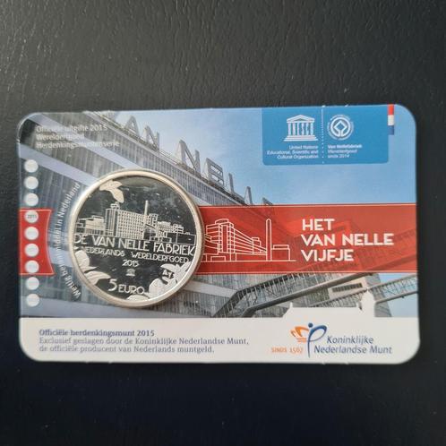 Zilveren 5 Euro Munt - Van Nelle Fabriek 2015, Postzegels en Munten, Munten | Nederland, Losse munt, Euro's, Koningin Beatrix