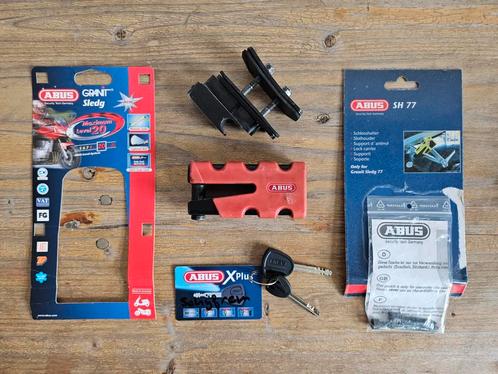 ABUS Granit Sledg 77 schijfremslot + ABUS SH 77 houder, Motoren, Accessoires | Sloten, Gebruikt, Ophalen of Verzenden