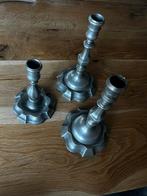 Tinnen Kaarsenstandaards - Set van 3, Ophalen of Verzenden, Overige materialen