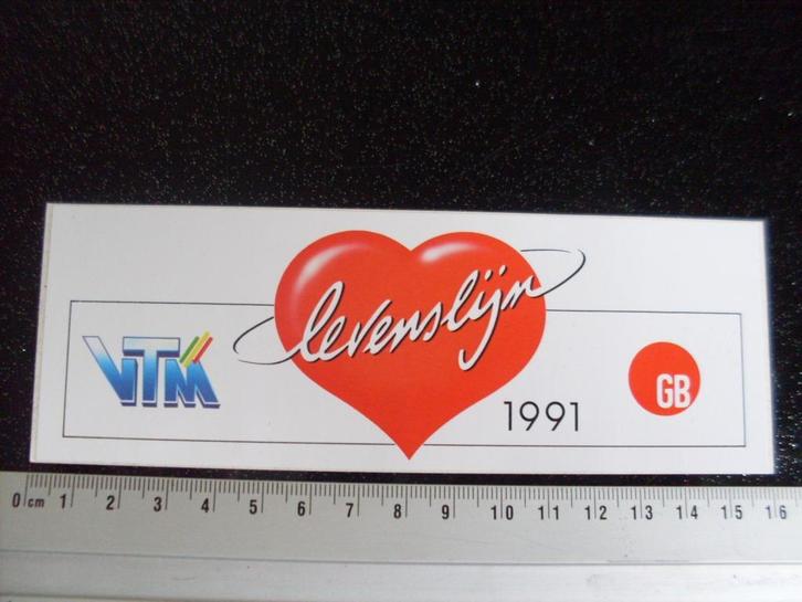 sticker vtm GB logo levenslijn 1991, Verzamelen, Stickers, Zo goed als nieuw, Film, Tv of Omroep, Verzenden