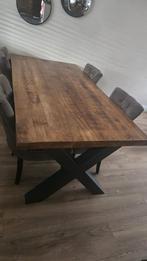 Eetkamer tafel met 4 stoelen, Ophalen, 200 cm of meer, 50 tot 100 cm, Zo goed als nieuw