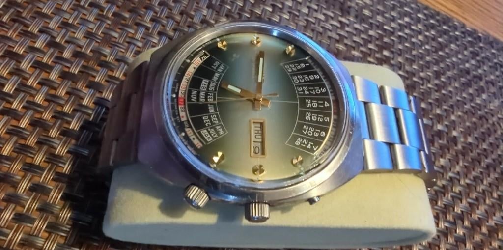 Orient Perpetual Automatic World Calendar – vintage., Overige merken, Staal, Gebruikt, Staal