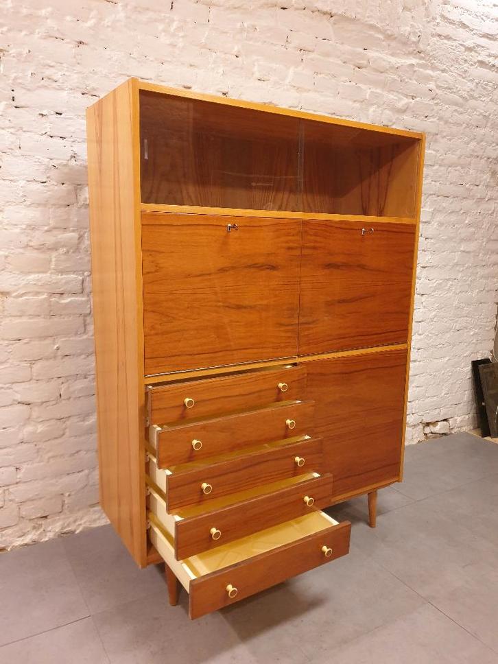 Vintage 1960 Ladenkast, Vitrine Klepkast, Strak&functioneel, Huis en Inrichting, Kasten | Ladekasten, Gebruikt, 150 tot 200 cm