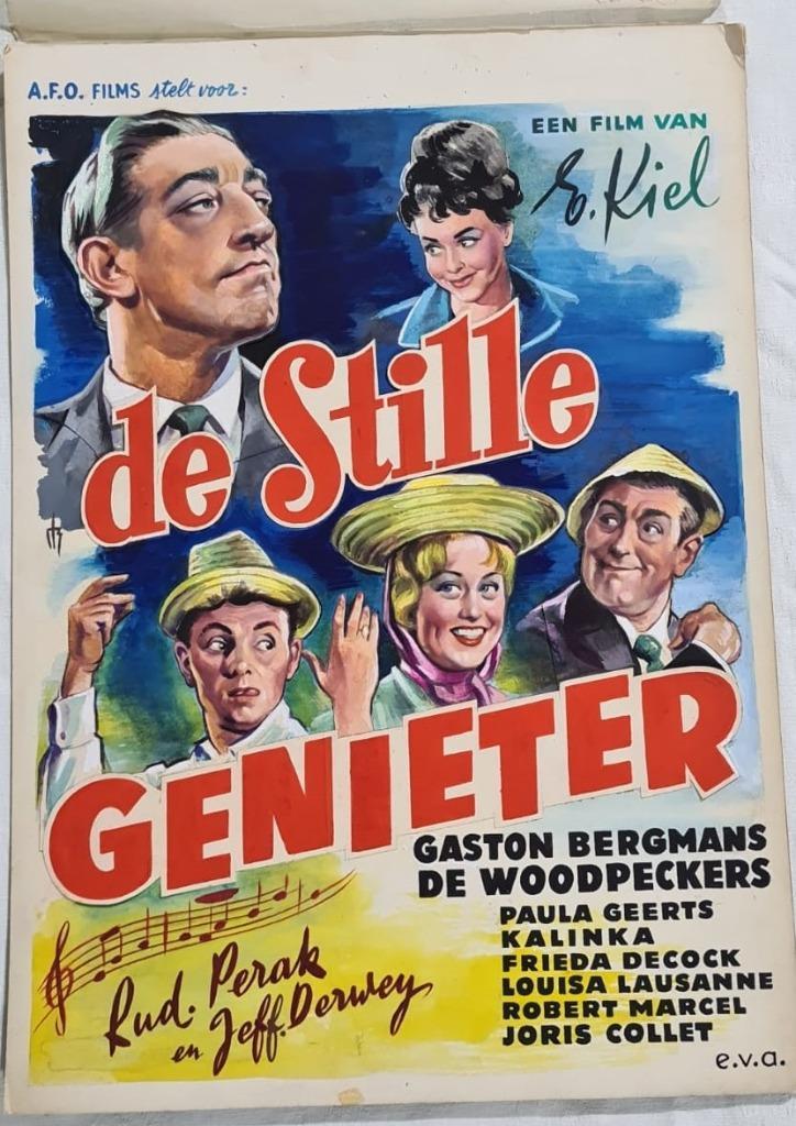 Origineel van affiche De Stille Genieter, Cassiers, Bergmans, Verzamelen, Posters, Gebruikt, Film en Tv, A1 t/m A3, Ophalen of Verzenden
