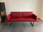 Rode leren eetbank met stalen onderstel, Huis en Inrichting, Ophalen, Minder dan 75 cm, Leer, Zo goed als nieuw