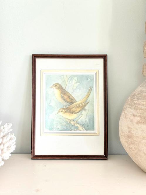 Gerard Post-Greve Originele ingelijste vogel aquarel, Antiek en Kunst, Kunst | Schilderijen | Klassiek, Ophalen of Verzenden