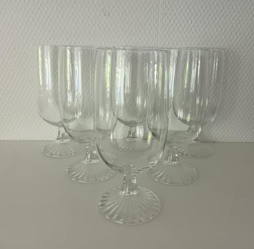 6 vintage glazen met mooie geslepen stervoet, Antiek en Kunst, Antiek | Glas en Kristal, Ophalen of Verzenden
