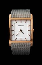 Bering dameshorloge rechthoekig – roségoud & zilver, Sieraden, Tassen en Uiterlijk, Horloges | Dames, Overige merken, Staal, Gebruikt