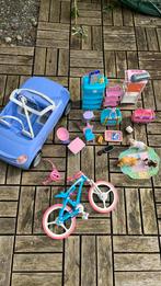 Barbie huisdieren verzorging auto en fiets met helm hond kat, Verzenden