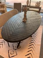 Magazijn leegverkoop eettafel ovaal zwart visgraat mangohout, Nieuw, Ophalen of Verzenden, Info@wkhome.nl, Argonweg 20 Amersfoort