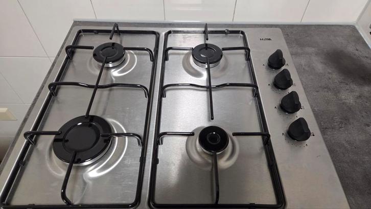 Etna T106HRVSA Gaskookplaat – 4-pits, RVS, Zeer Net, Witgoed en Apparatuur, Kookplaten, Inbouw, Gas, 5 kookzones of meer, Ophalen of Verzenden