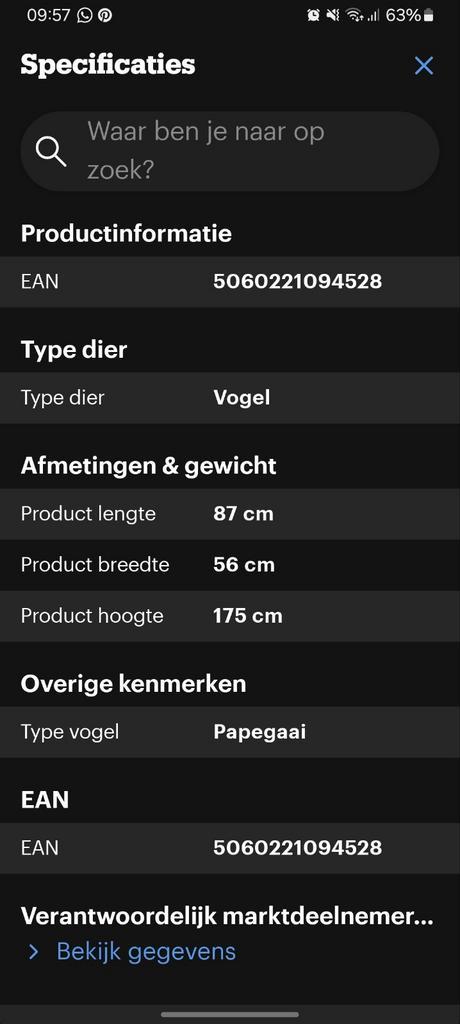 Grote mooie papagaaien/vogel kooi te koop., Dieren en Toebehoren, Vogels | Hokken en Kooien, Zo goed als nieuw, Vogelkooi, Metaal