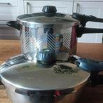 Zeer grote Fissler snelkookpan en snelkookbraadpan, Huis en Inrichting, Keuken | Potten en Pannen, Ophalen of Verzenden, Rvs, Kookpan of Snelkookpan