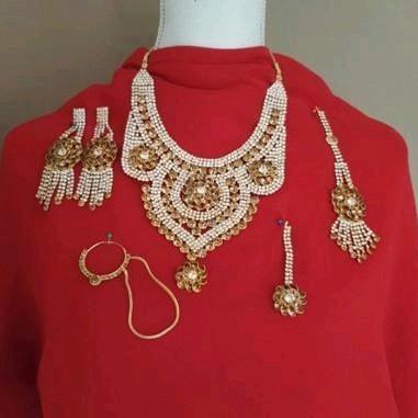 Indiase Bruids Sieraden Set, Sieraden, Tassen en Uiterlijk, Kettingen, Nieuw, Overige materialen, Goud, Met strass, Verzenden