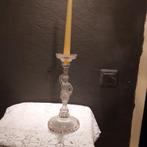 prachtige brocante glazen kandelaar, middenstuk geëtst, Ophalen of Verzenden, Glas