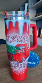 Kerstbeker Tumbler Rood met rietje., Verzamelen, Glas en Borrelglaasjes, Ophalen of Verzenden, Nieuw