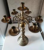 Antieke koperen kaarsen kandelaar met mooie patina, Antiek en Kunst, Koper of Brons, Ophalen of Verzenden