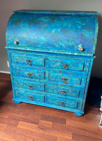 Secretaire blauw/groen beschikbaar voor biedingen