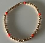 Goudkleurig kralenarmbandje met oranje steentjes, Ophalen of Verzenden, Nieuw, Goud, Met bedels of kralen