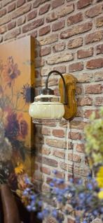 retro vintage mid century wandlamp met glas, Huis en Inrichting, Lampen | Wandlampen, Ophalen of Verzenden, Zo goed als nieuw