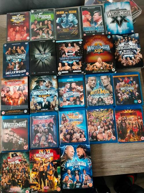 Sport Film 23 DvDs en BluRay - WWE Wrestlemania, Cd's en Dvd's, Dvd's | Sport en Fitness, Zo goed als nieuw, Cursus of Instructie