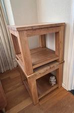 Bijzettafel Teak hout 2x, Minder dan 55 cm, Gebruikt, Vierkant, Hout